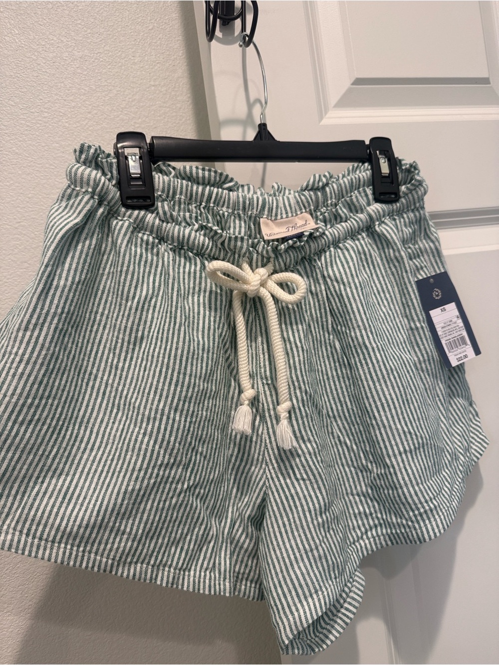 Striped Green Drawstring Women’s sleep shorts
